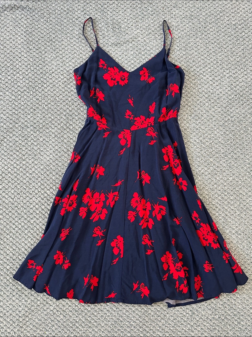GAP Navy Blue Slip Dress with Red Floral Print